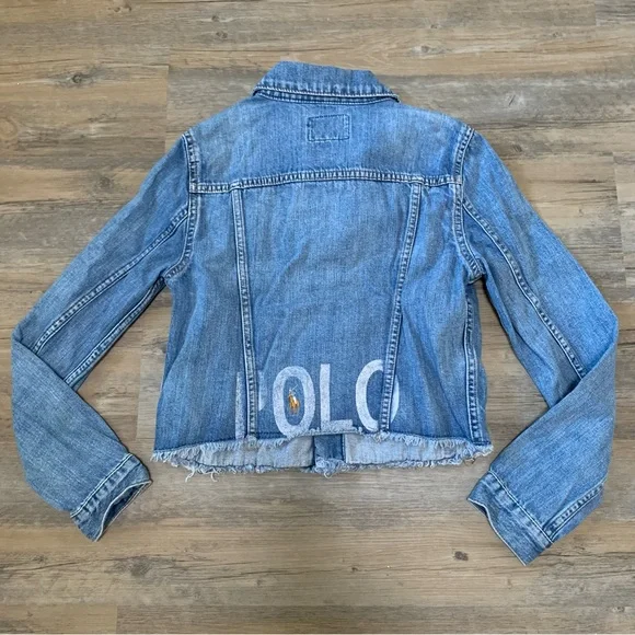 POLO Ralph Lauren Distressed Denim Jacket Size 16 - Picture 5 of 10